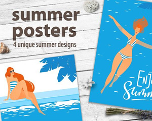夏日沙滩泳池游泳派对海报