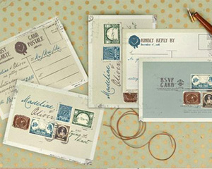欧美复古怀旧婚礼邀请贺卡模板卡片 PSD分层设计素材源文件含字体