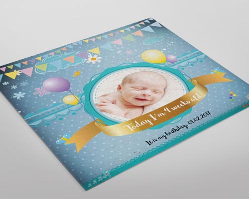 婴儿迷你生日卡片邀请函设计