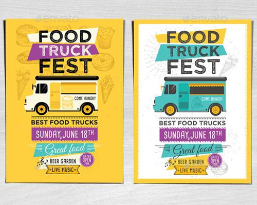食品小吃餐车宣传单海报模板