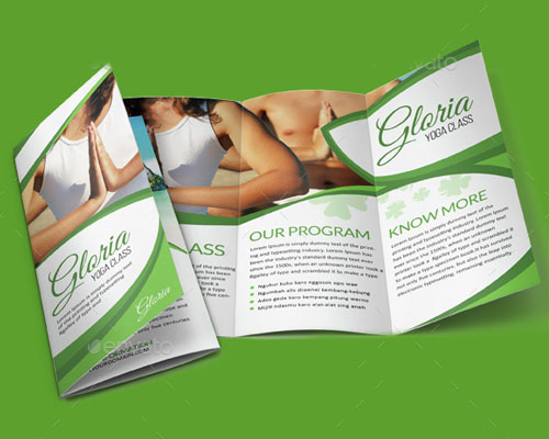 绿色清新创意瑜伽手册三折页模板下载