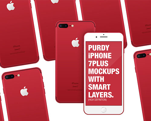 红色iPhone 7苹果手机样机模板下载