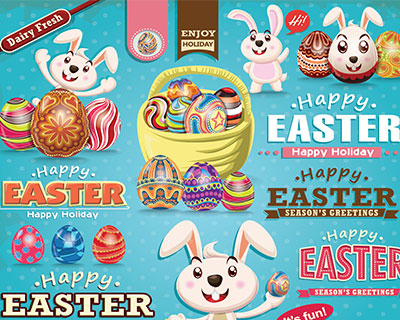 卡通复活节兔子彩蛋素材下载