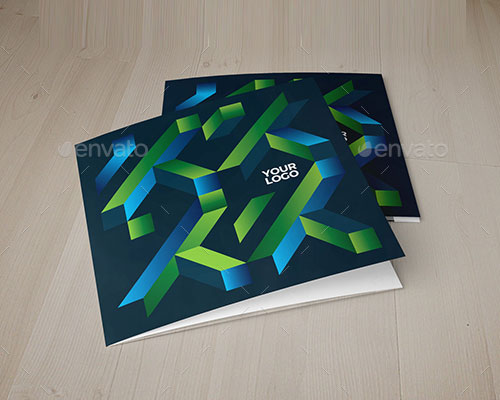 Indesign几何正方形现代商务公司简介三折页小手册模板下载