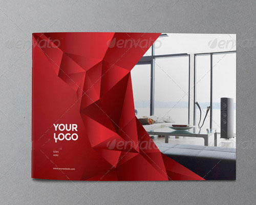 红色大气室内装修装饰设计InDesign三折页模板下载