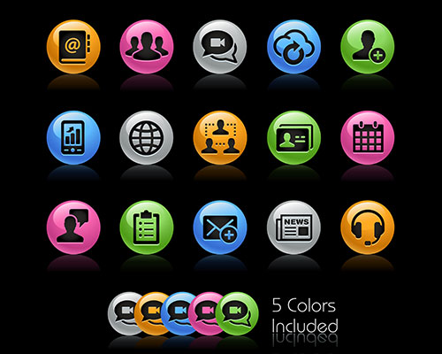 商务通讯彩色圆形icon矢量图标设计