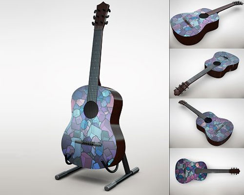 吉他乐器图案设计效果图展示样机模板下载