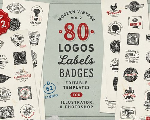 创意复古矢量店标LOGO标签标志品牌会标矢量素材下载