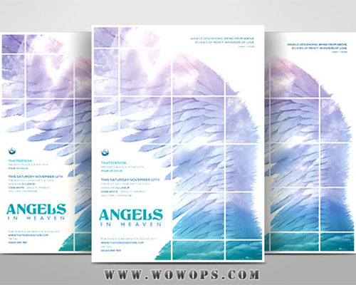 创意梦幻天使之翼PSD宣传海报模板下载