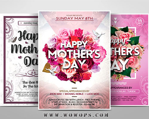 花卉背景母亲节促销海报模板
