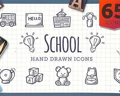 手绘学校教育ICON图标设计素材