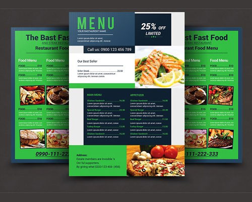 创意绿色餐厅菜单模板下载