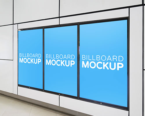公司商业室内广告墙体贴图样机模板