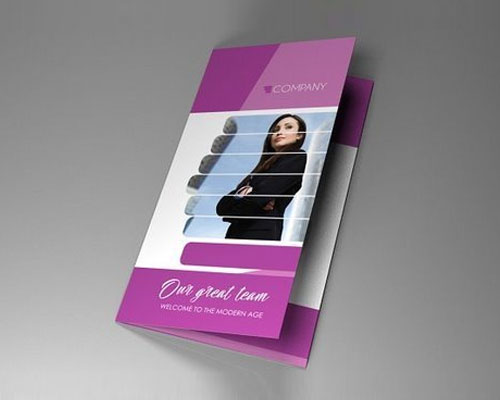 创意紫色商务公司通用三折页设计