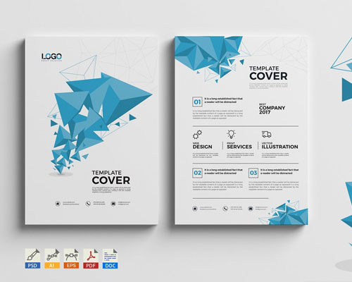 科技几何商务宣传单画册封面设计素材