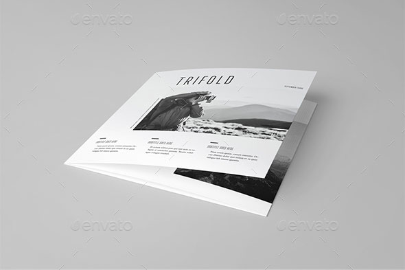 黑白时尚摄影方形三折页模板下载7