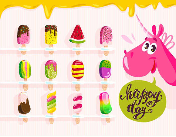EPS矢量卡通冰淇淋甜点素材下载2