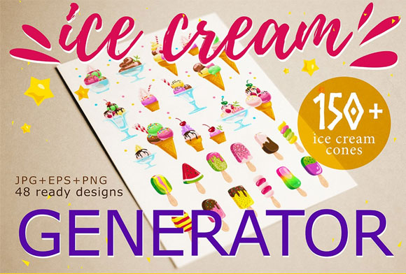 EPS矢量卡通冰淇淋甜点素材下载1