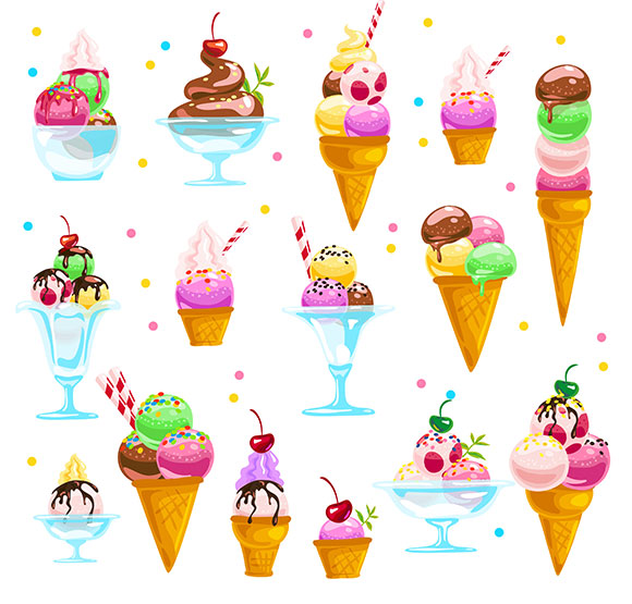 EPS矢量卡通冰淇淋甜点素材下载4