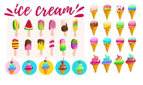 EPS矢量卡通冰淇淋甜点素材下载3