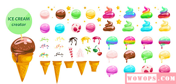 EPS矢量卡通冰淇淋甜点素材下载5