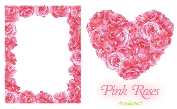 水彩粉红玫瑰装饰素材下载5