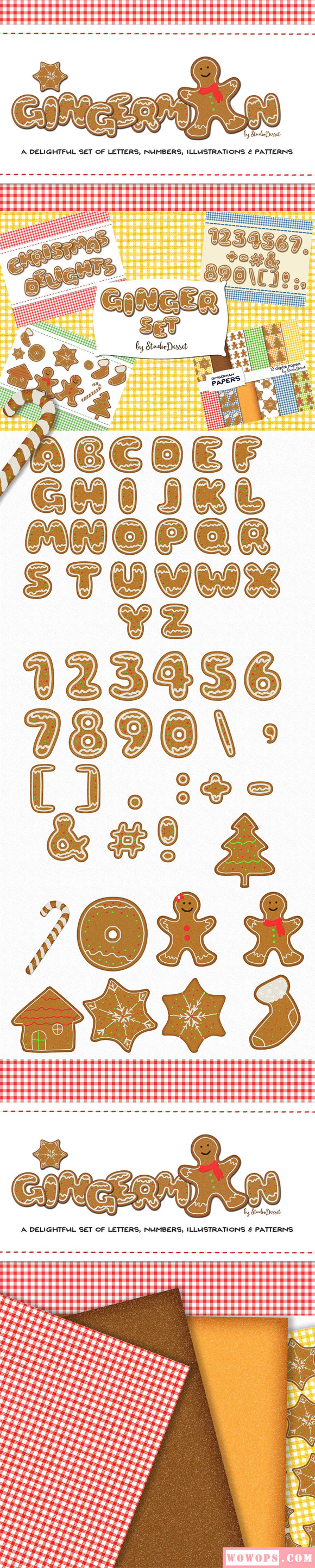 姜饼人圣诞26个字母符号背景素材1