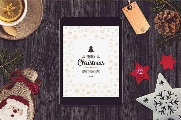 圣诞场景卡片iPad手机样机素材8