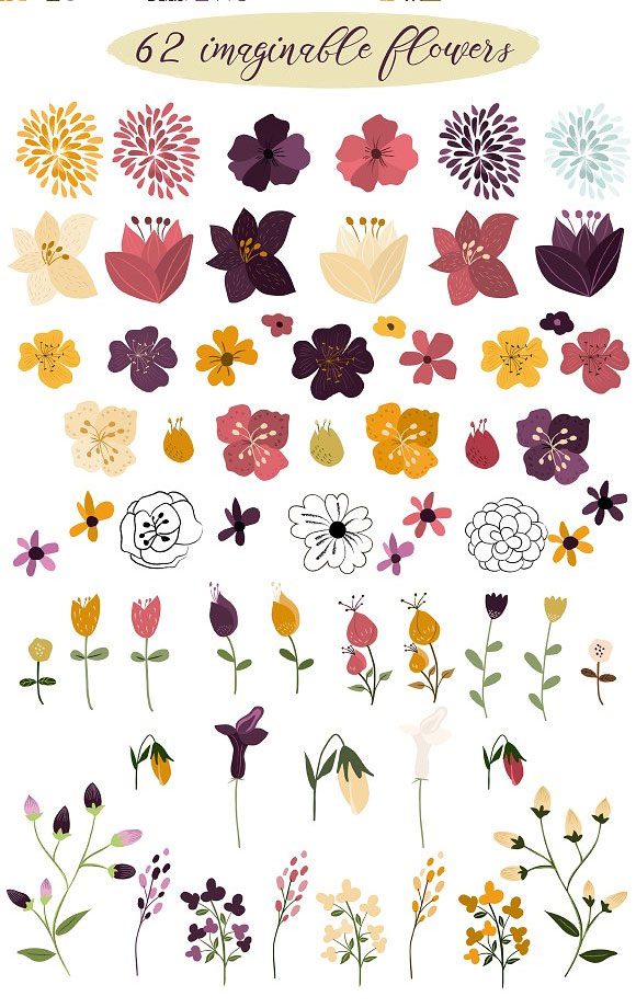 手绘卡通动物花卉花环背景叶子卡片装饰元素10