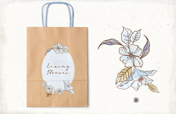手绘水彩复古风格花卉婚礼邀请函卡插图素材6