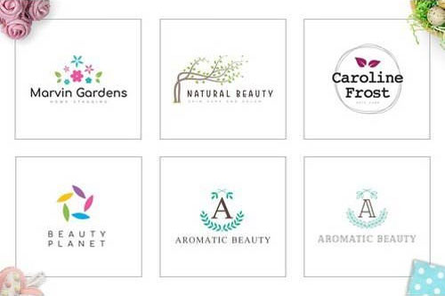 小清新简约花卉叶子植物标志logo设计3