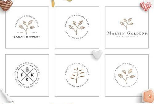 小清新简约花卉叶子植物标志logo设计6