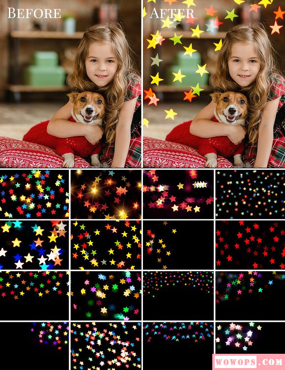 彩色星星背景虚化摄影照片叠加JPG图片素材6