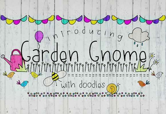 时尚有趣图案GardenGnome卡通英文字体1