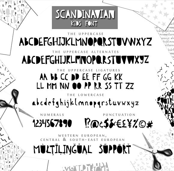 Scandinavian卡通个性英文字体无缝字母图案背景素材5