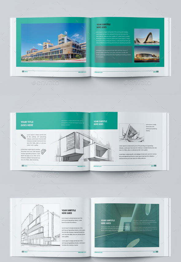 蓝色企业建筑宣传册公司画册indesign模板5