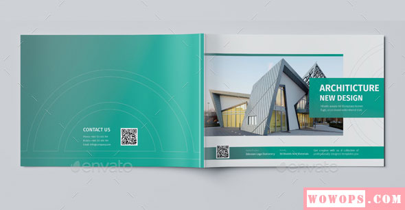蓝色企业建筑宣传册公司画册indesign模板7