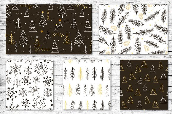 简约小清新冬季圣诞图案包装纸印花背景素材6
