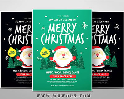 卡通圣诞老人活动促销海报设计模板