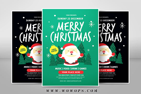 卡通圣诞老人活动促销海报设计模板1