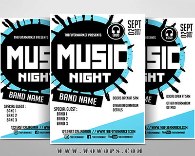 创意音乐之夜PSD传单海报模板