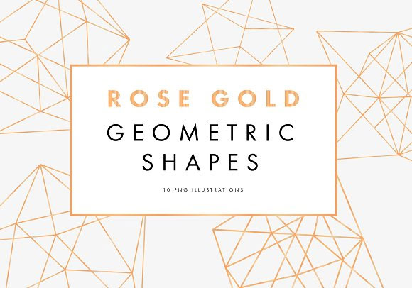 简单线条玫瑰金几何图案素材1