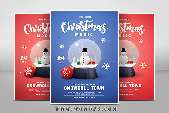 唯美圣诞雪球背景圣诞节节日海报设计1