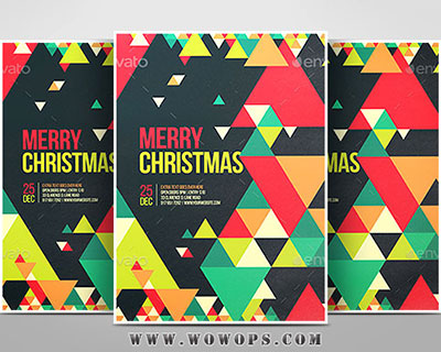 创意五颜六色几何圣诞节海报设计