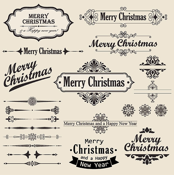复古老式圣诞标签装饰元素下载2