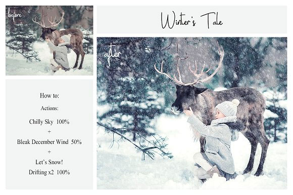 唯美浪漫冬季照片调色动作素材7