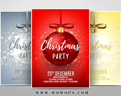 3色简约圣诞节活动促销海报设计