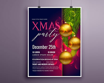 炫彩圣诞节派对网页广告宣传海报横幅矢量设计