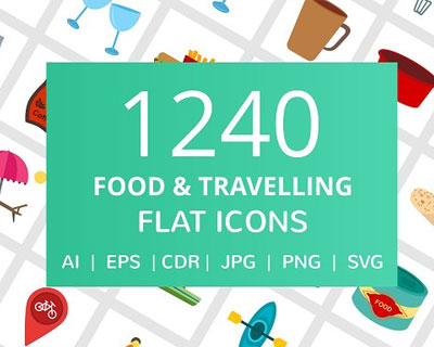 1240款食品旅游平面图标矢量素材