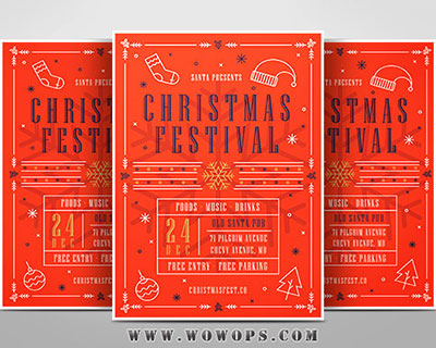 红色喜庆圣诞节节日促销海报设计